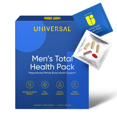 Universal U Men's Total Health Pack bottle opening with daily capsules for busy men