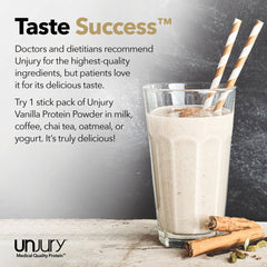 North America–sourced whey protein isolates used in Unjury vanilla formula.