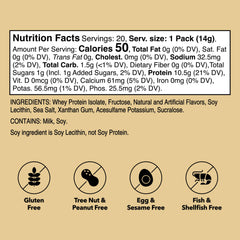 Unjury Vanilla protein container with 20 stick packs inside.