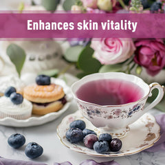 UNLEASH'D ORGANIC Blueberry Powder kitchen scene emphasizes organic quality.