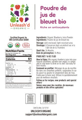 UNLEASH'D ORGANIC Blueberry Powder spoon close-up for easy smoothie boosts.