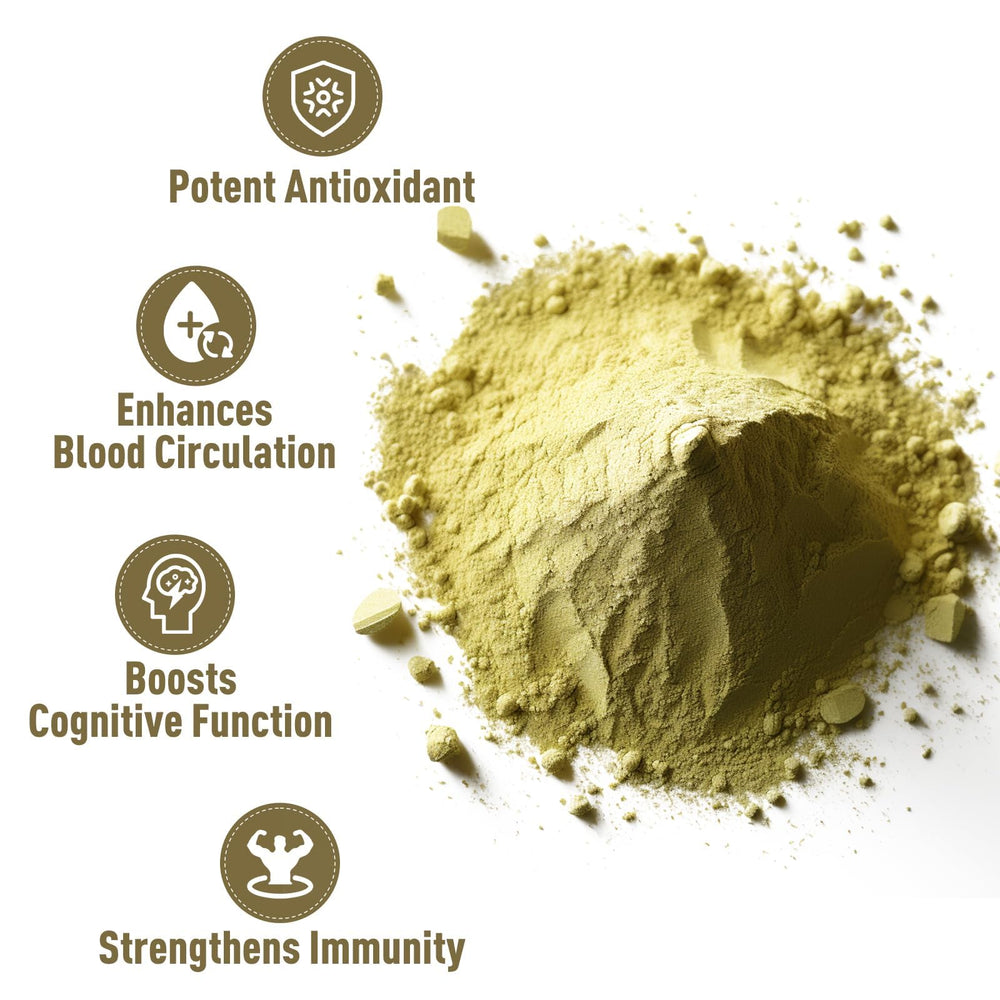 UNLEASH'D ORGANIC Ginkgo Biloba Powder dispensing scoop for easy mixing.