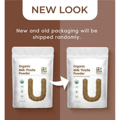 Closeup of UNLEASH'D Organic Milk Thistle Powder texture for smoothies