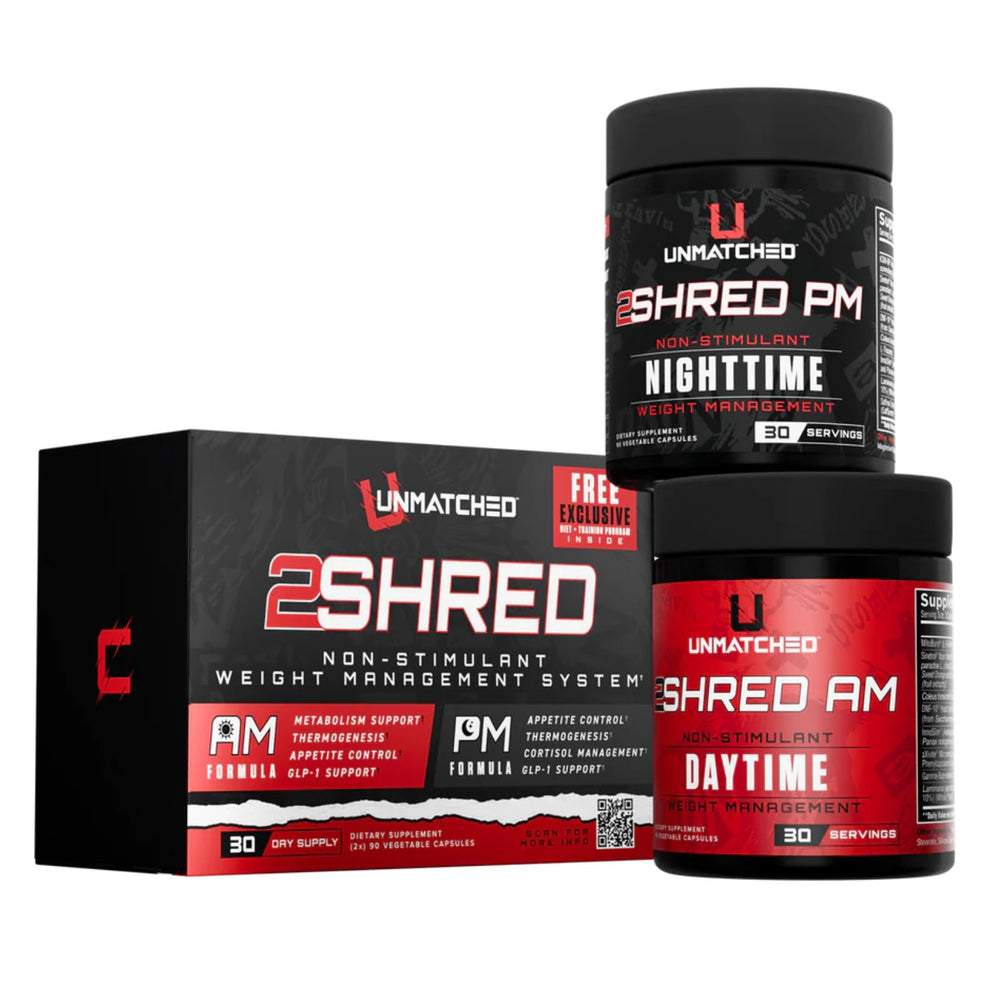 Unmatched 2Shred AM bottle supports daytime fat oxidation and energy.