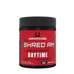 Unmatched 2Shred ingredients list image emphasizes natural, stimulant-free formula.