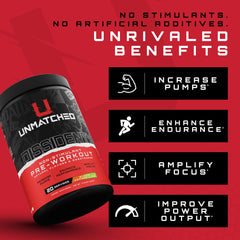 Unmatched Dissident Peak ATP energy boost for strength and endurance.