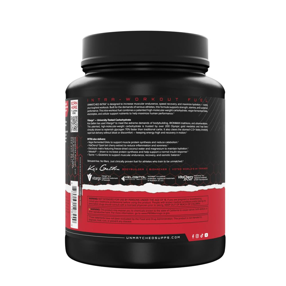 Unmatched Intra Workout Powder natural flavors visual emphasizes clean ingredients.