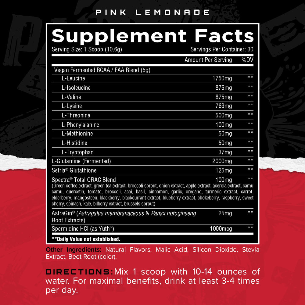 Unmatched Longevity EAA powder dissolving in water for a refreshing shake