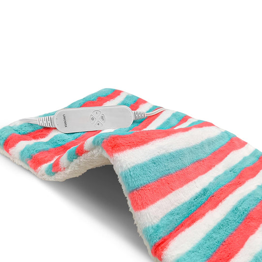 UNOWIX XL heating pad rainbow design; plush surface for soothing warmth