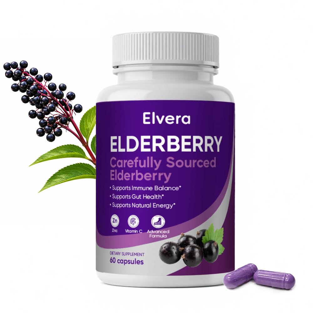 UOZXIL Elvera elderberry bottle front supports a simple daily wellness routine.