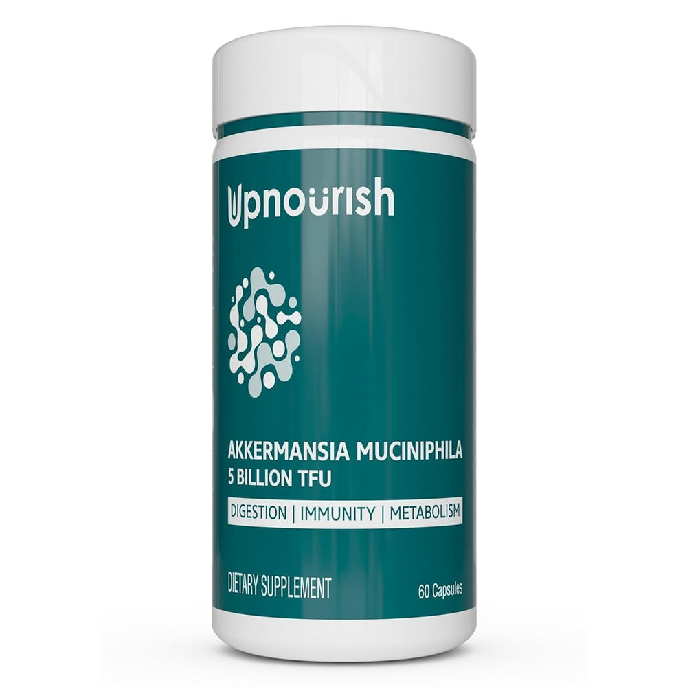 UpNourish Probiotics bottle front highlights GLP-1 support benefits
