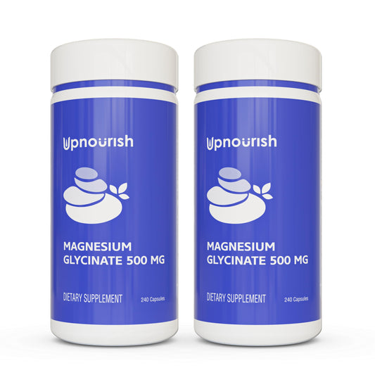 UpNourish two-bottles-pack showing value and convenience for daily magnesium intake.