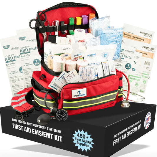 UPPAHEALTH EMT bag—durable exterior and reinforced handles for rapid access in emergencies.