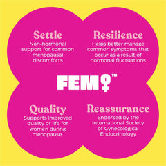 Upsa FEM Meno bottle cap close-up shows easy-to-take capsule