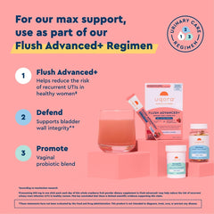 Uqora Flush Advanced+ mix with water for a daily routine.