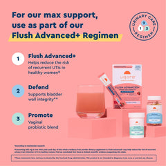 Uqora Flush Advanced+ triple berry flavor packet close-up
