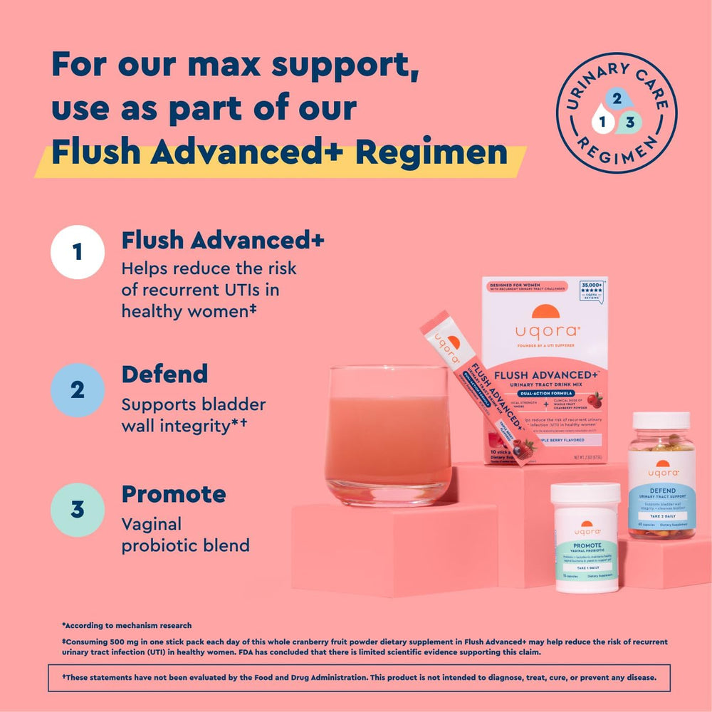 Uqora Flush Advanced+ vitamin C boost image highlighting high vitamin C content