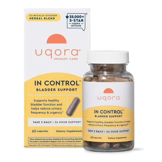 Uqora In Control bottle front view highlighting daily bladder support.