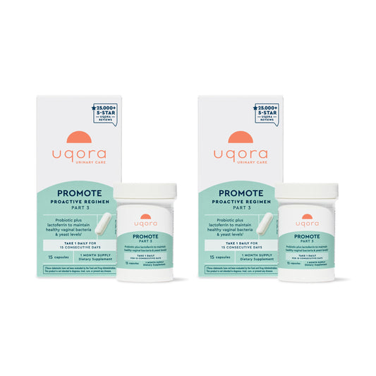Uqora Promote bottle cap close-up for everyday vaginal health support