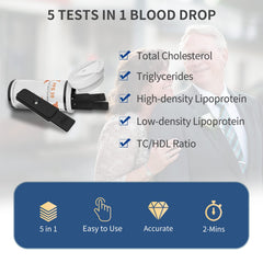 URIT 5 in 1 lipid test strip close-up highlights precise sample handling.