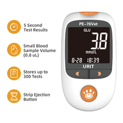 URIT glucose meter kit includes 25 test strips for ongoing, cost-effective pet glucose tracking.