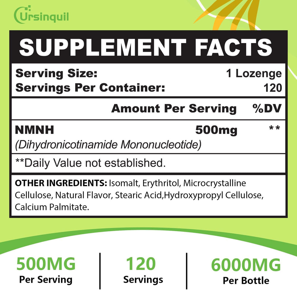 Ursinquil NMNH ingredients highlight purity and high-quality sourcing.