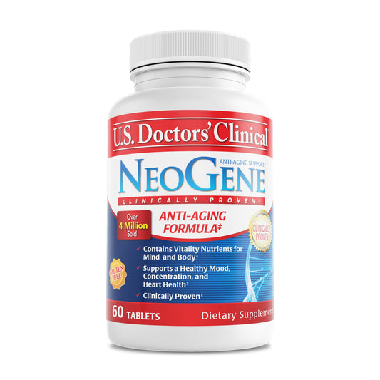 NeoGene bottle front from U.S. Doctors' Clinical signals daily aging support