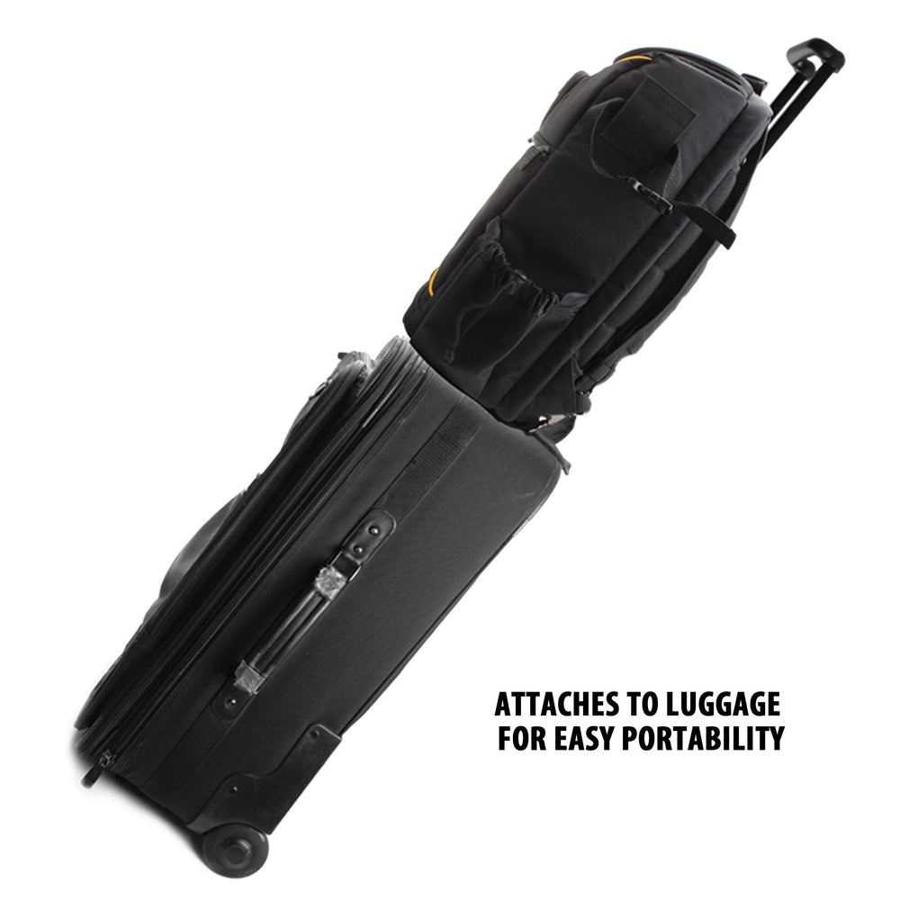 USA Gear CPAP Backpack integrated rain cover deployed for weather protection.