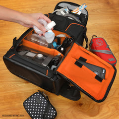 USA Gear CPAP Backpack organized interior for hoses, masks and accessories.