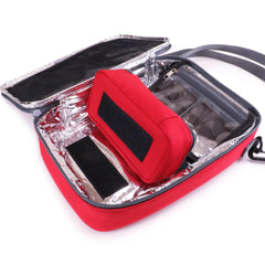 USA Gear insulated interior with thermometer strip to monitor temperature-sensitive items.