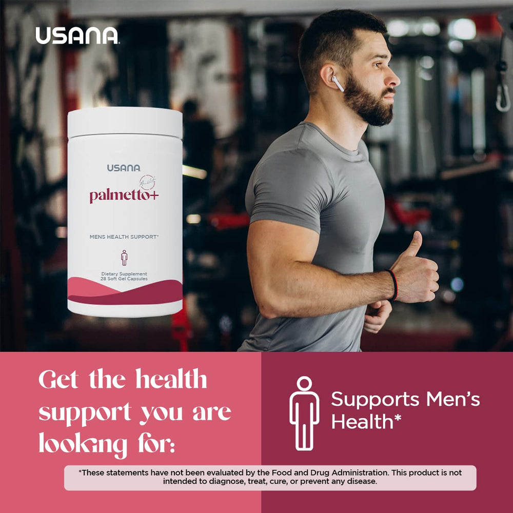 USANA Palmetto Plus packaging label showing ingredients and serving size.
