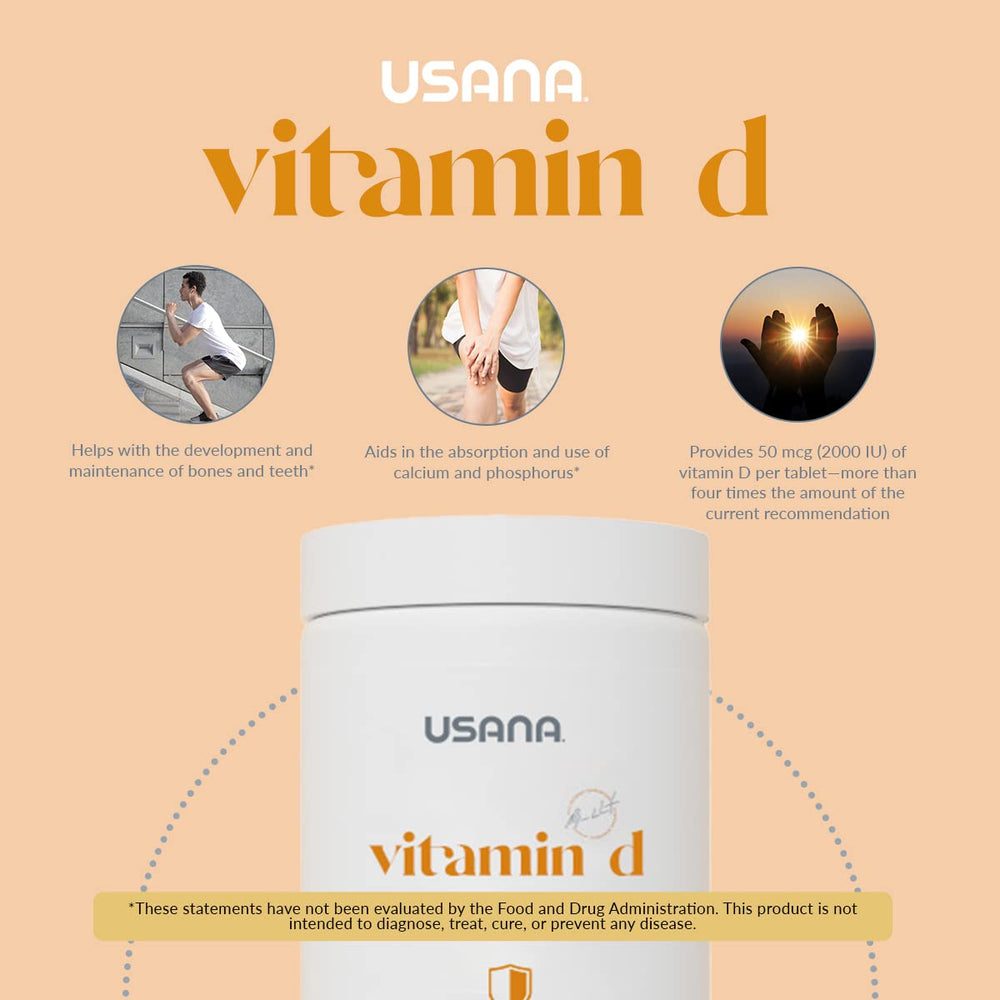 USANA Vitamin D 2000 IU packaging on shelf demonstrates trusted daily supplement