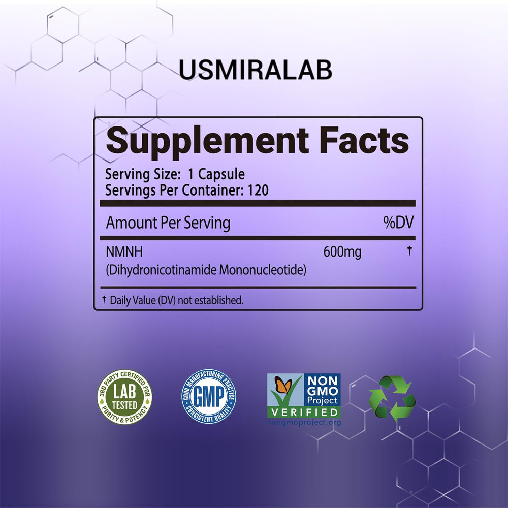 USMIRALAB NMNH capsule closeup highlighting smooth texture and easy daily intake