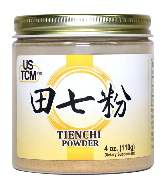USTCM Tienchi powder bottle close-up shows purity for your tea ritual
