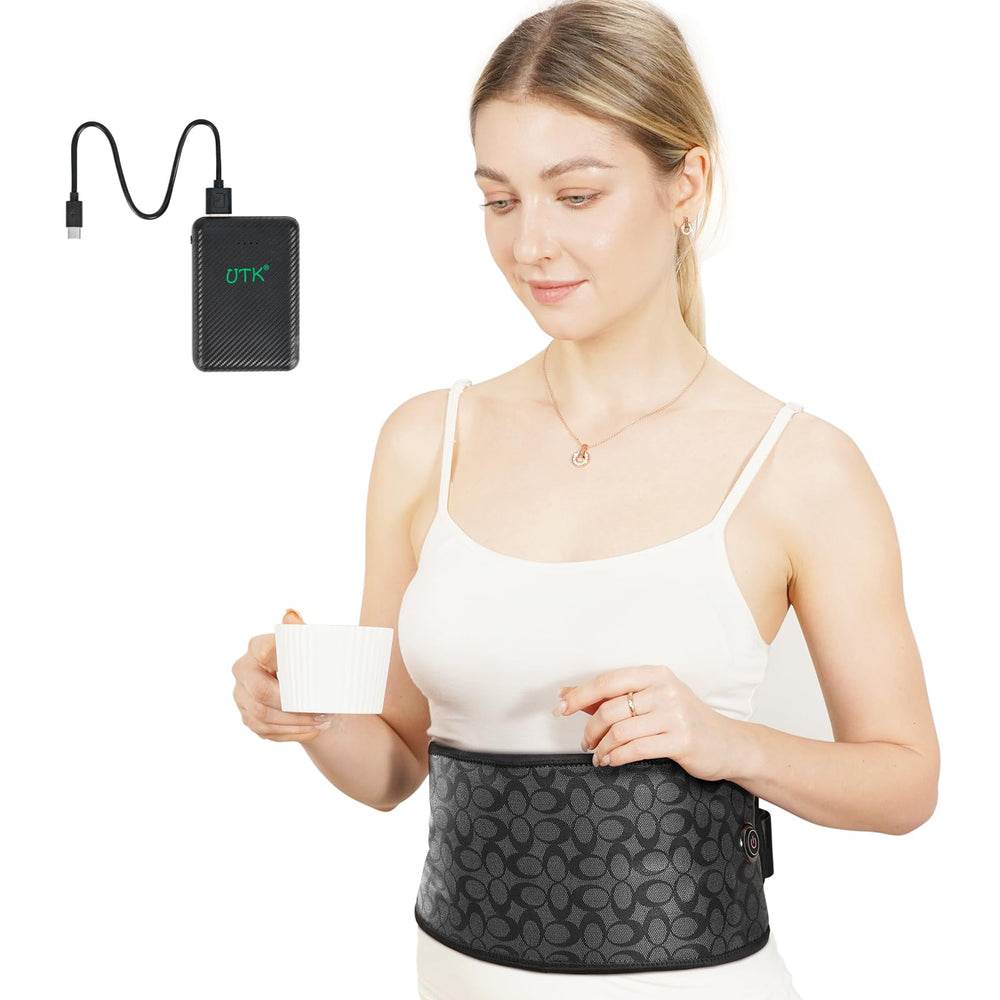 UTK cordless heating pad back with jade stones for portable warmth.