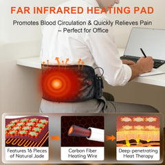 UTK heating belt shows jade stones delivering deep heat on the go