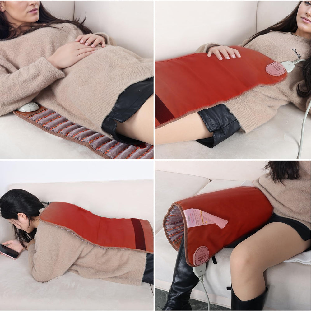 UTK in use scene on bed with user enjoying warm relief