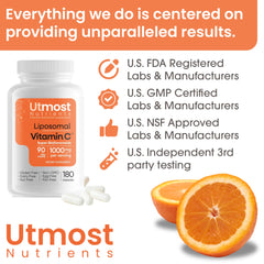 Utmost Nutrients 90-day supply shown with 180 capsules.