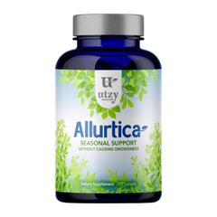 Utzy Naturals Allurtica bottle on a clean surface for easy daily seasonal support
