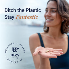 Utzy Naturals Microplastic Daily Detox NSF seal visible on packaging for trusted quality.