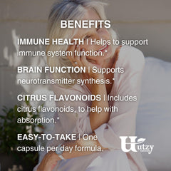 Utzy Naturals Vitamin C Complex package reflects USA-made quality