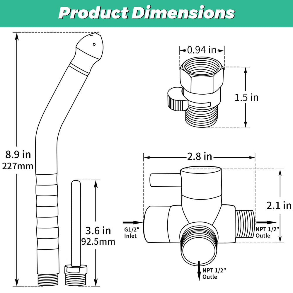 V-Frankness anti-corrosion metal nozzle with smooth finish for safe use.