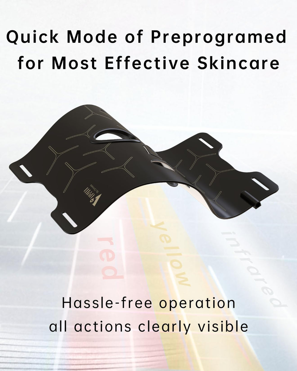 VYM by Clinmate infrared mask lights closeup highlighting 292 beams and spectrum options.