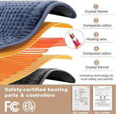 VAAGHANM heating pad with ultra-soft flannel surface for skin comfort