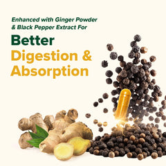 VAHDAM turmeric-ginger capsules on display illustrating easy daily routine