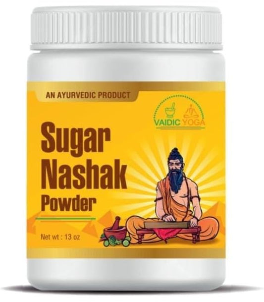 Vaidic Yoga Sugar Nashak powder jar front, natural herbal blend for daily wellness.