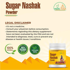 Vaidic Yoga Sugar Nashak powder ready to blend into drinks.