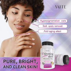 Close-up of VAITE glutathione pills showing label and capsule texture