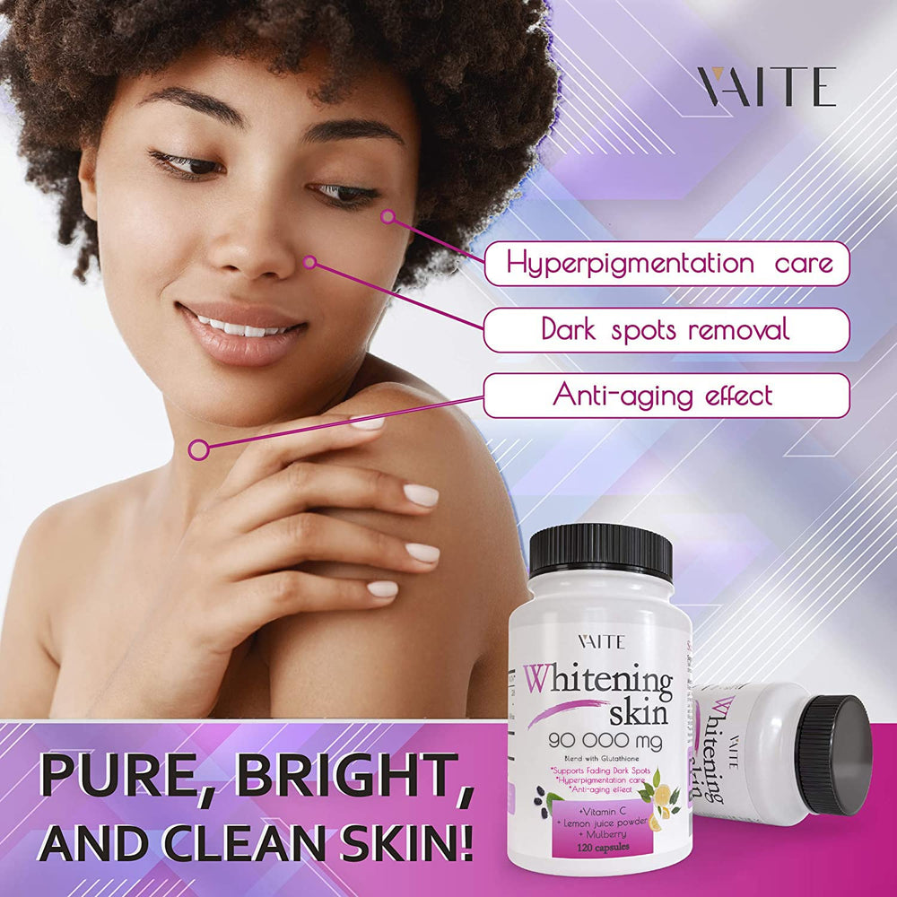 VAITE Glutathione pills packaging close-up highlighting capsule texture and daily-use design