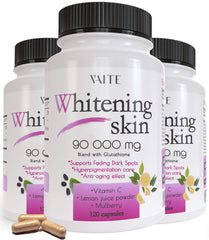VAITE Glutathione Whitening Pills bottle front view showing the product for radiant-looking skin support